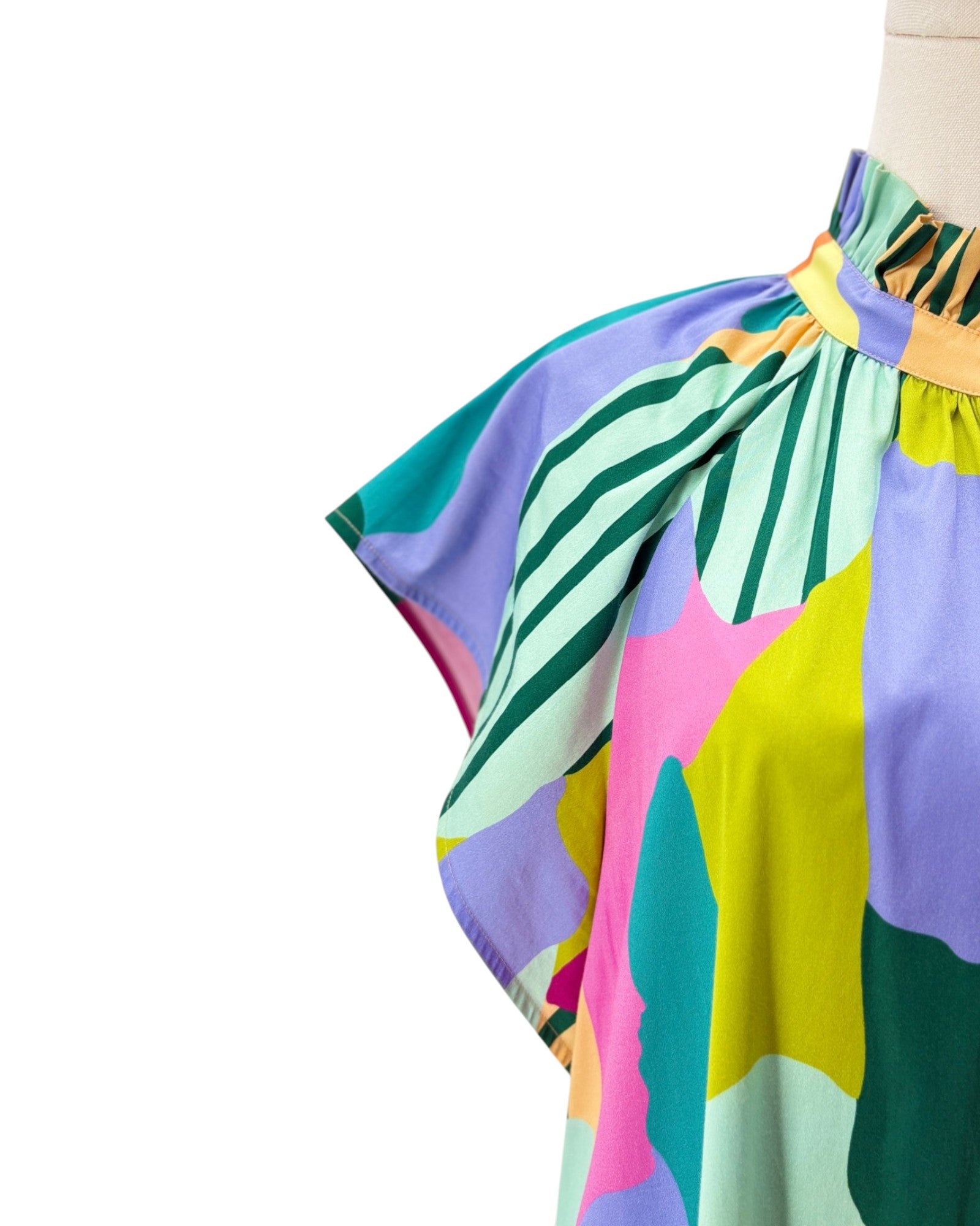 Colorful patterned fabric on a white background