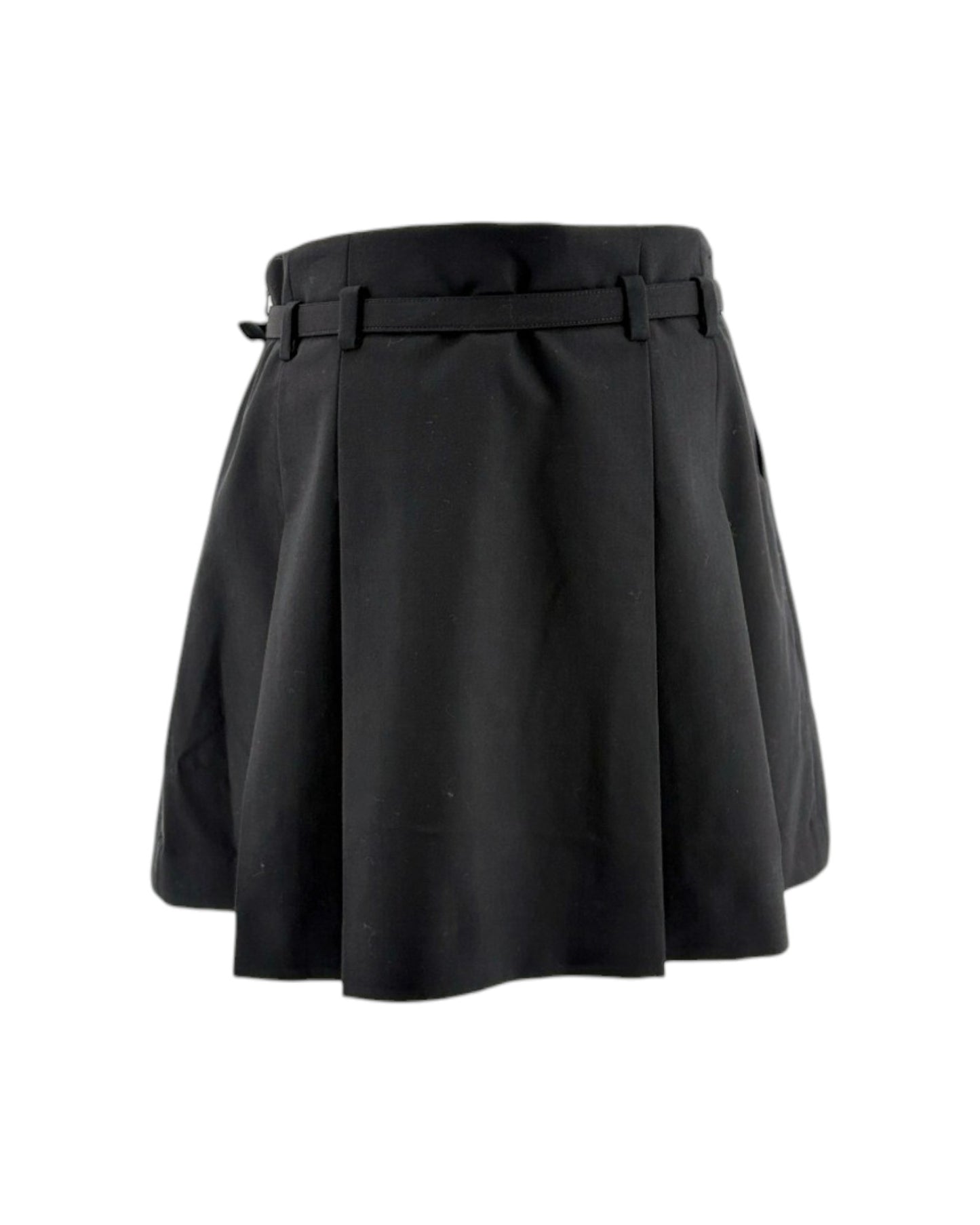 Black skirt with a belt on a white background
