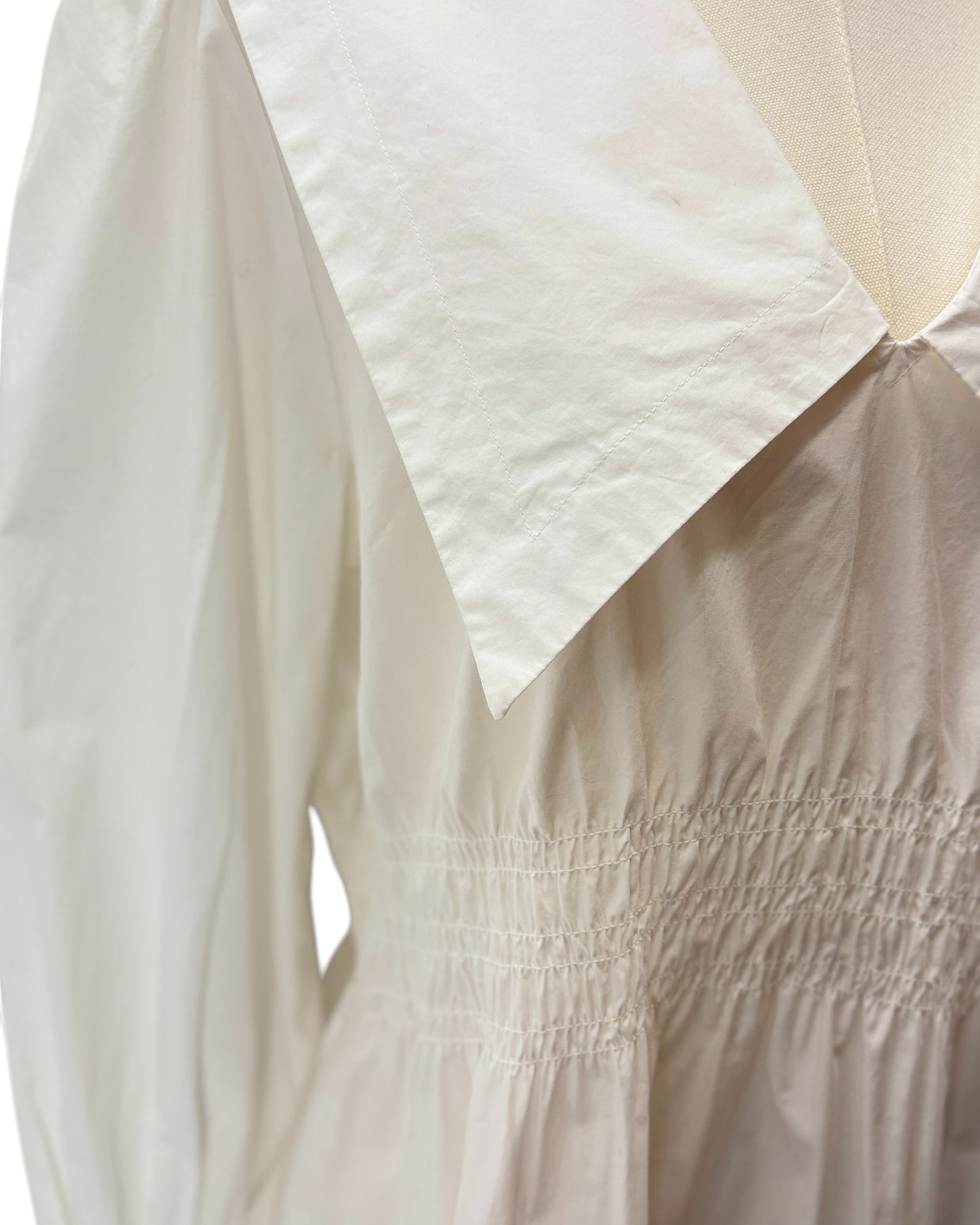 Ganni close up image of the Poplin Mini Dress