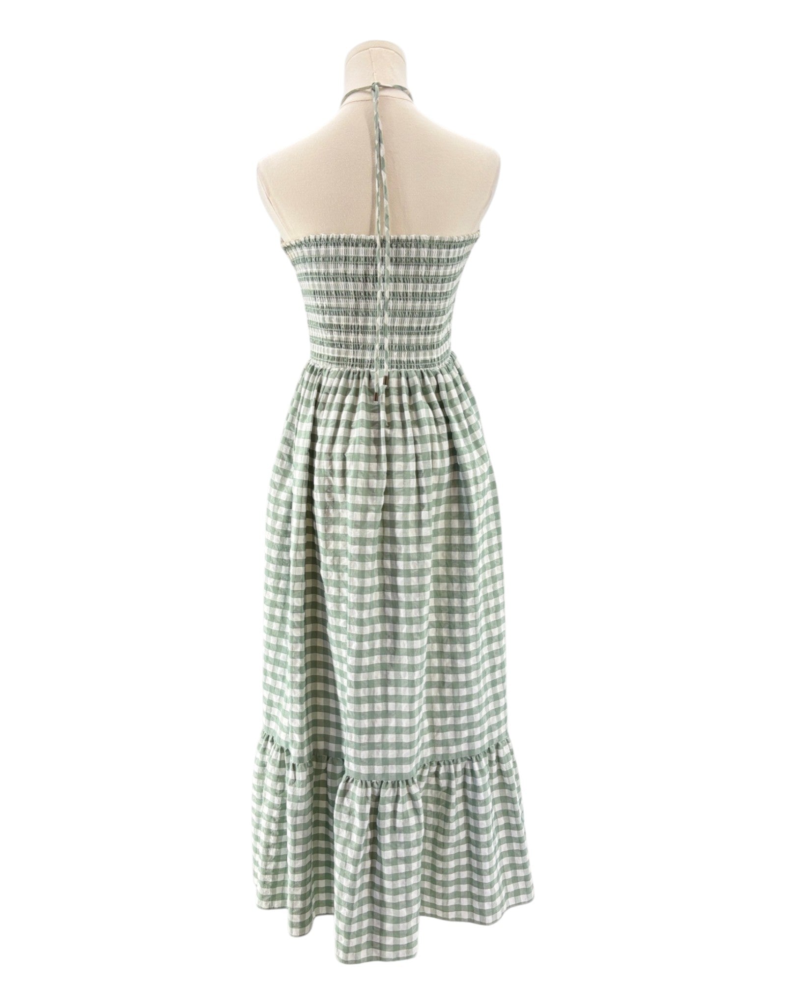 Hunter Bell green and white checkered dress
