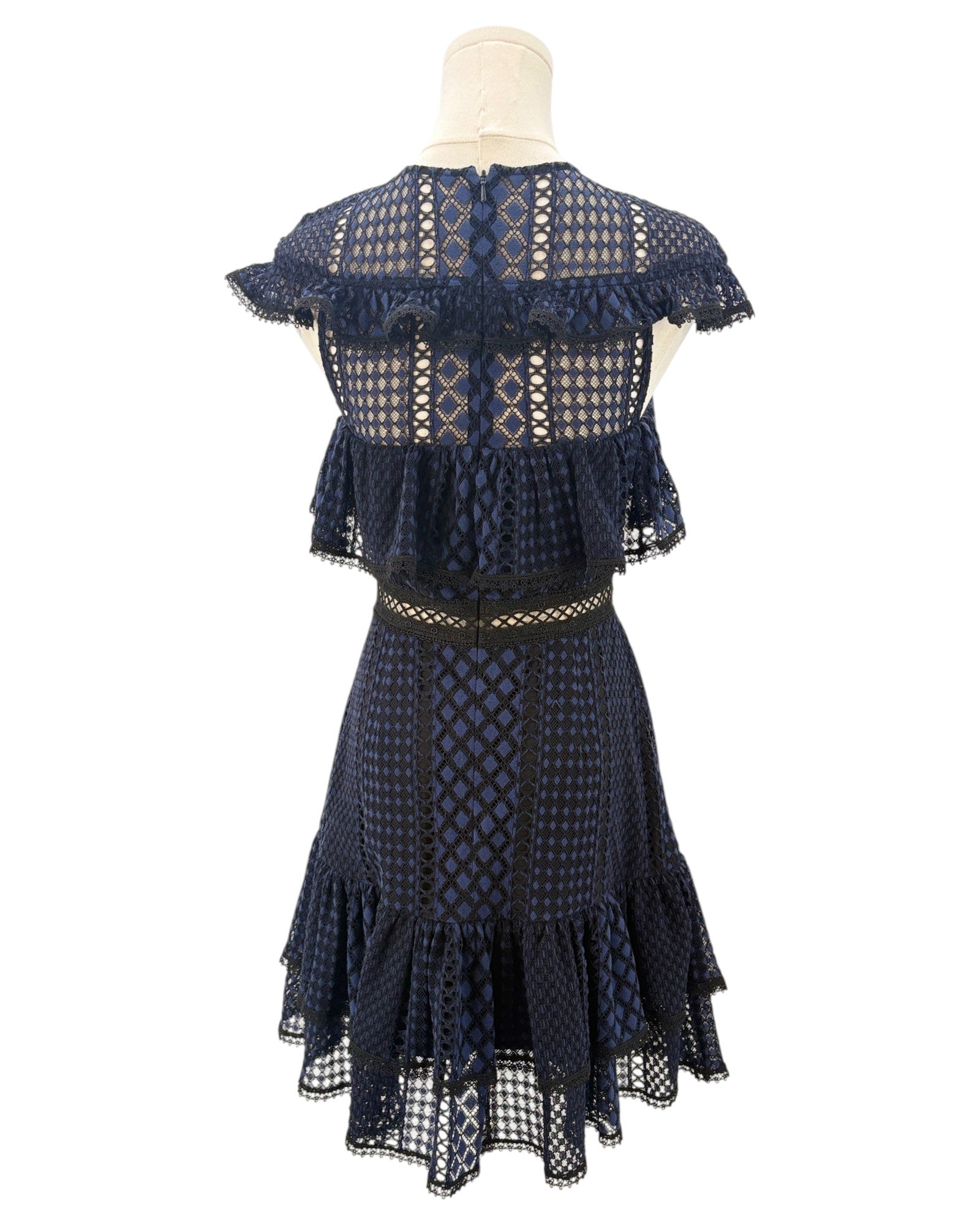 Jay Godfrey navy blue dress with lace details
