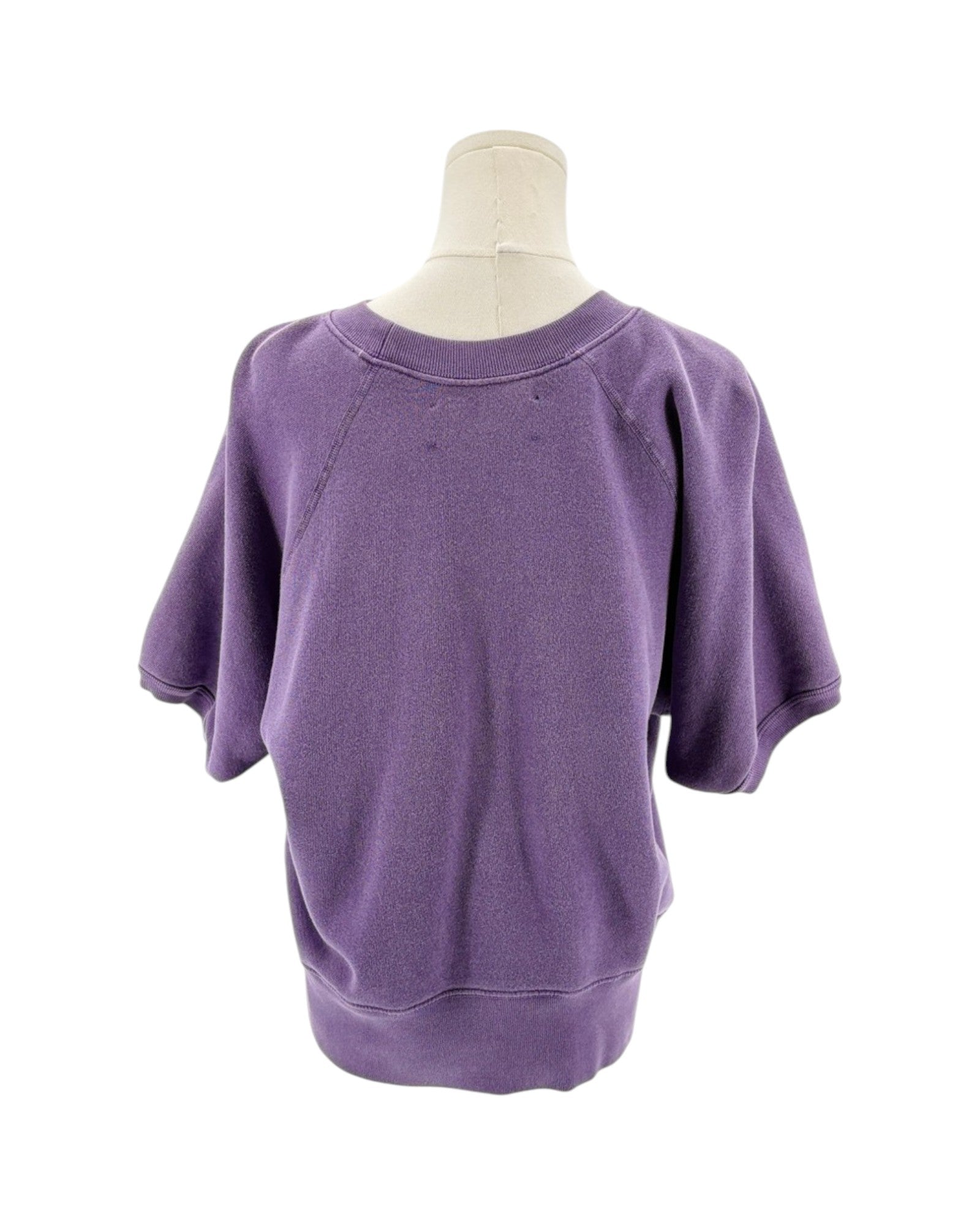 Purple Queen Tour 75 short sleeve sweatshirt on a mannequin on a white background