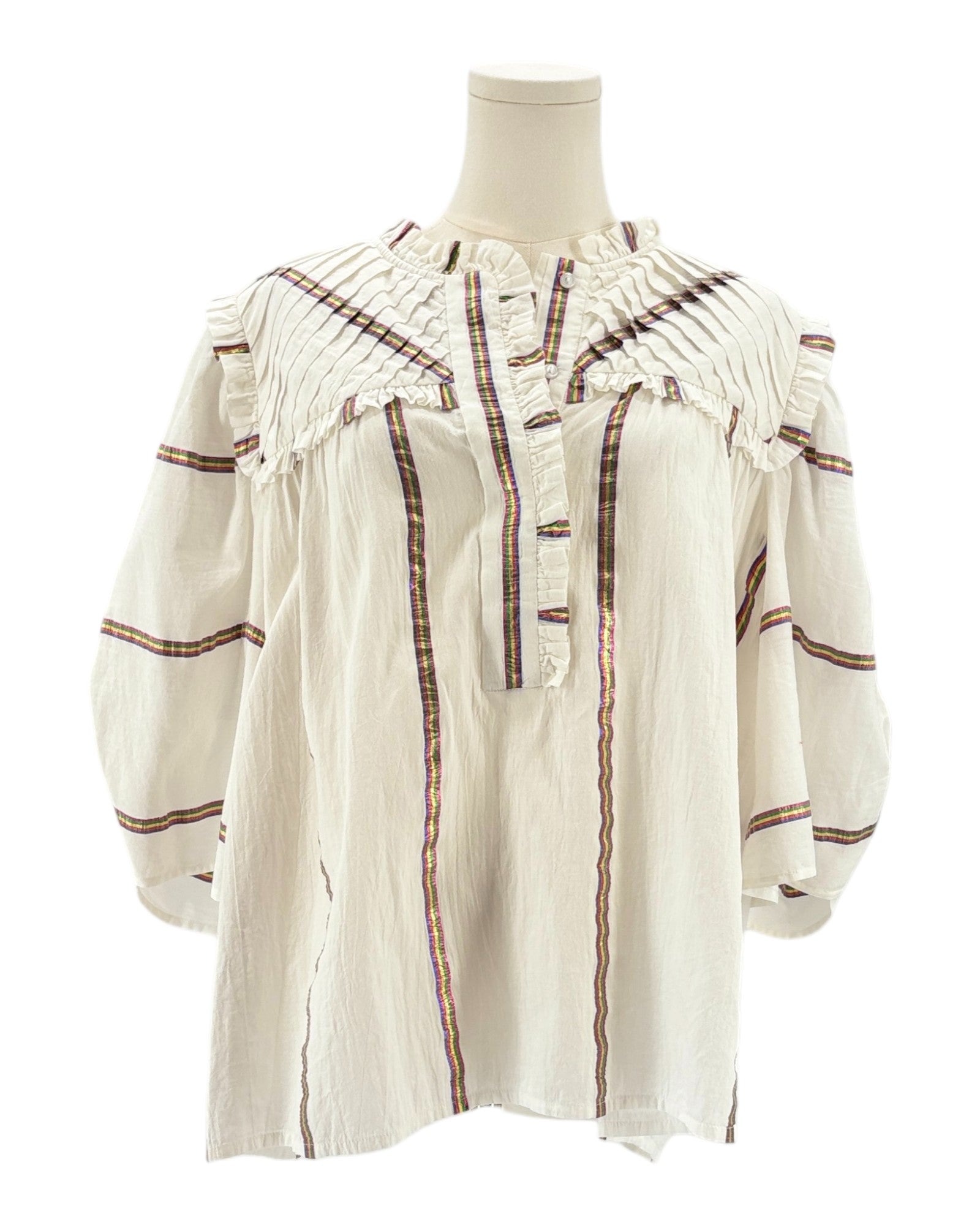 Munthe white blouse with metallic stripes