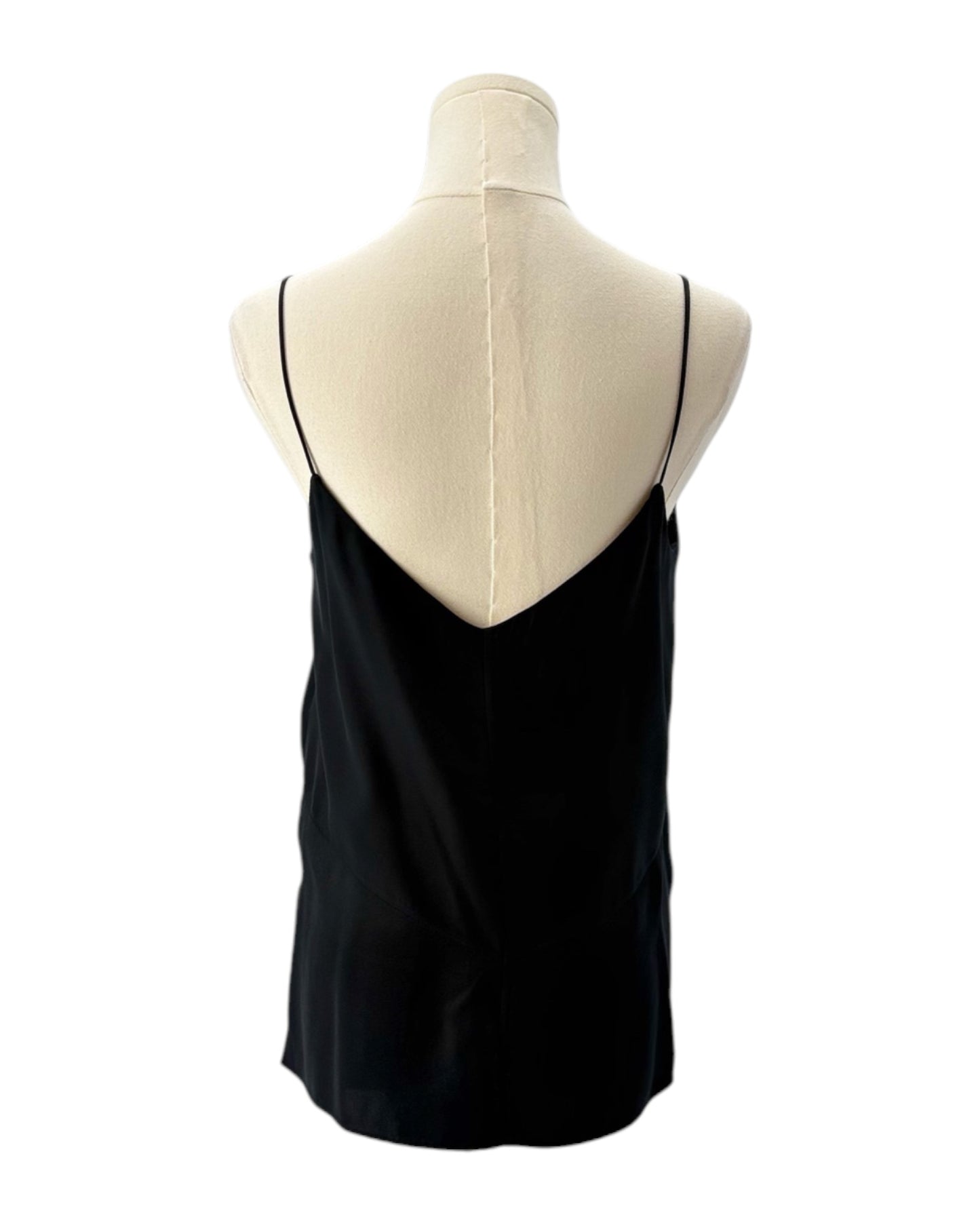 Black tank top on a mannequin with a white background