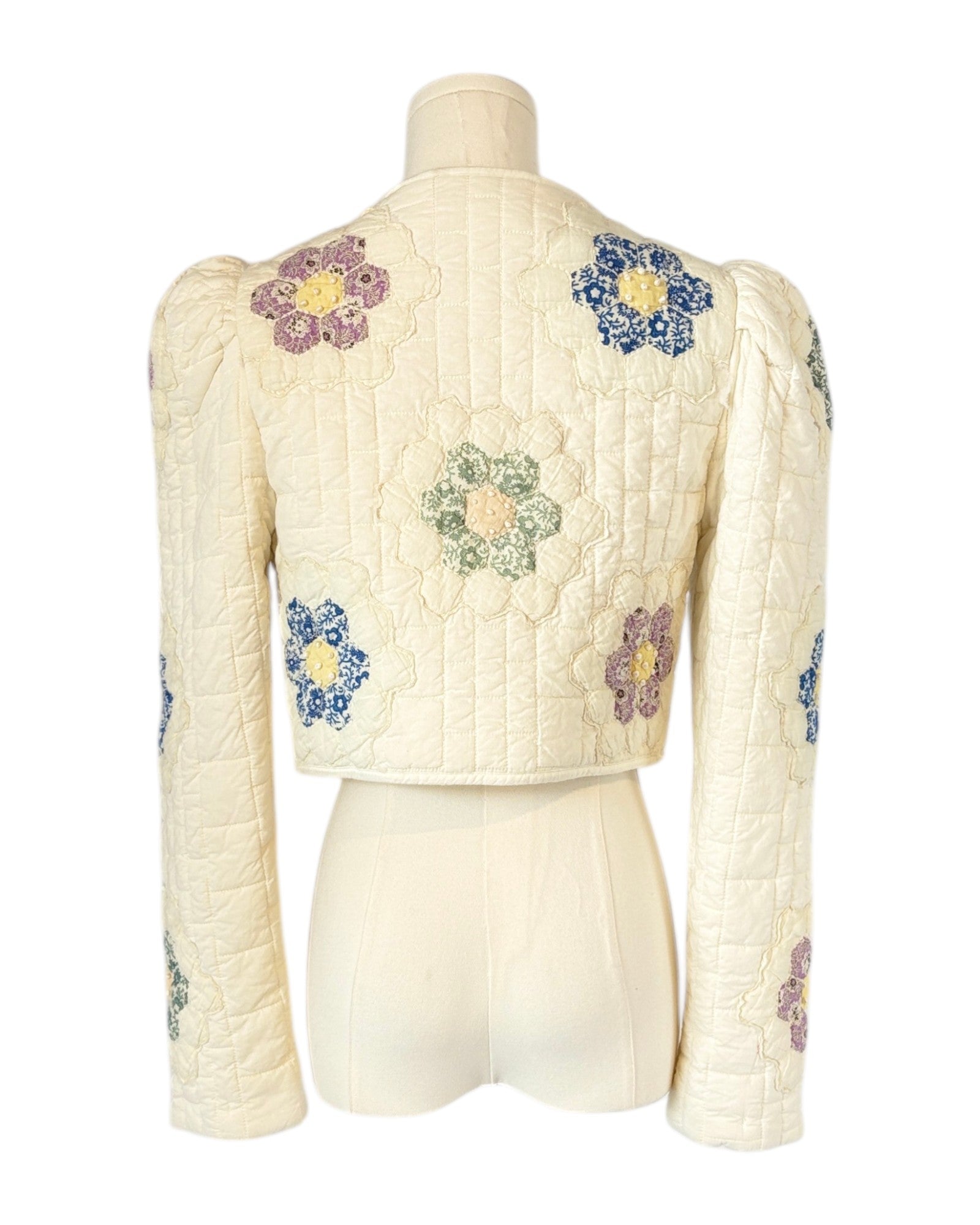 Sea NY quilted jacket with floral embellishments
