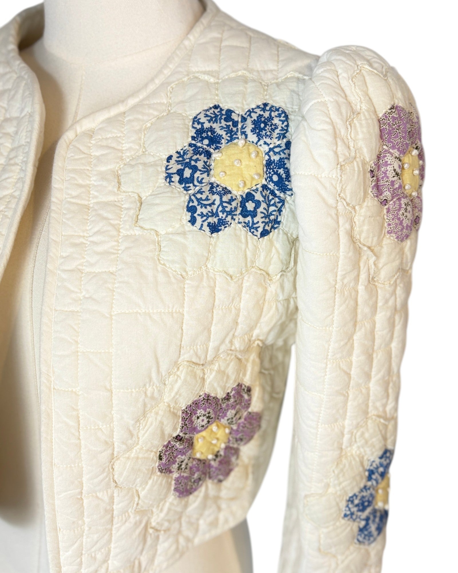 Sea NY quilted jacket with floral embellishments