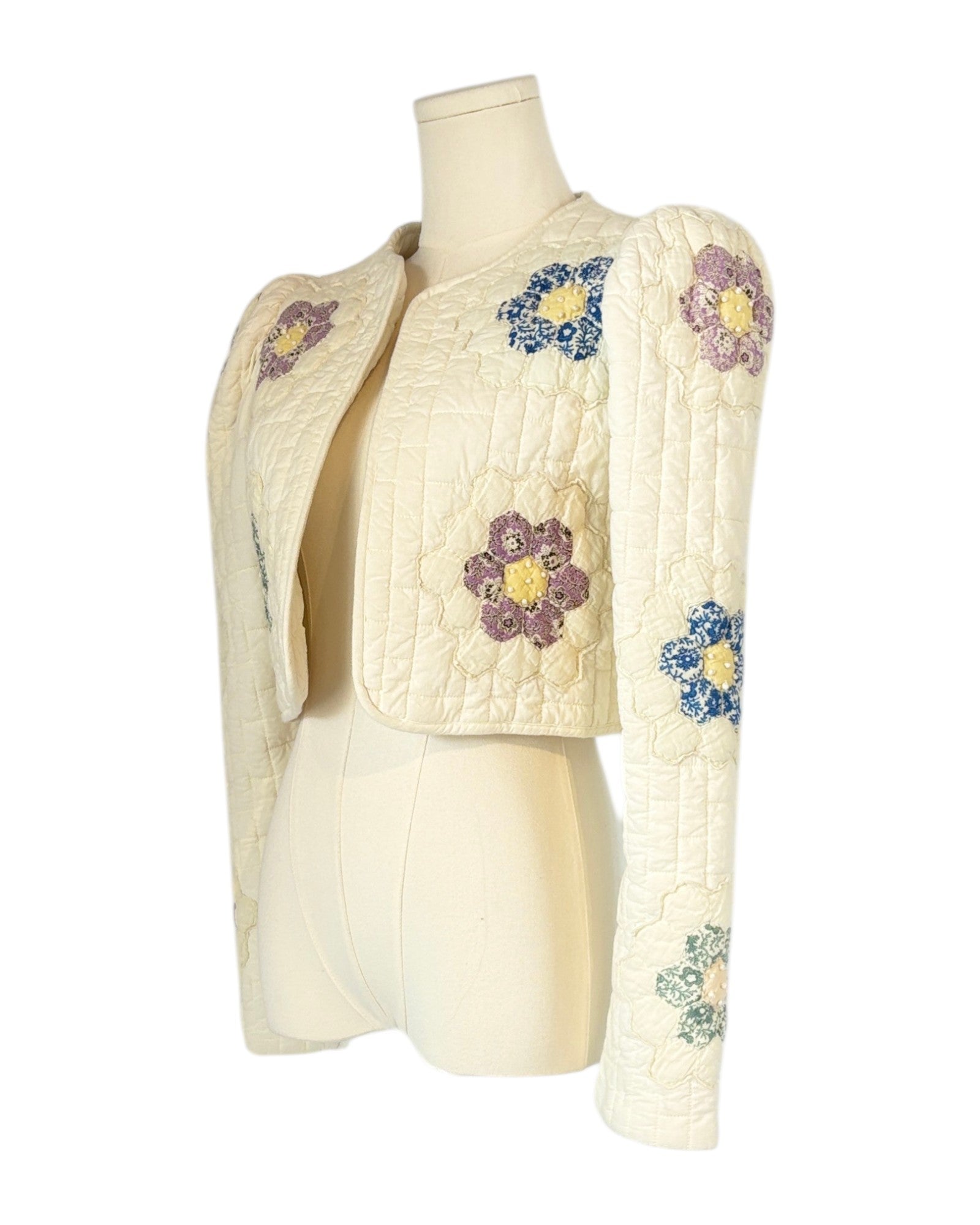 Sea NY quilted jacket with floral embellishments