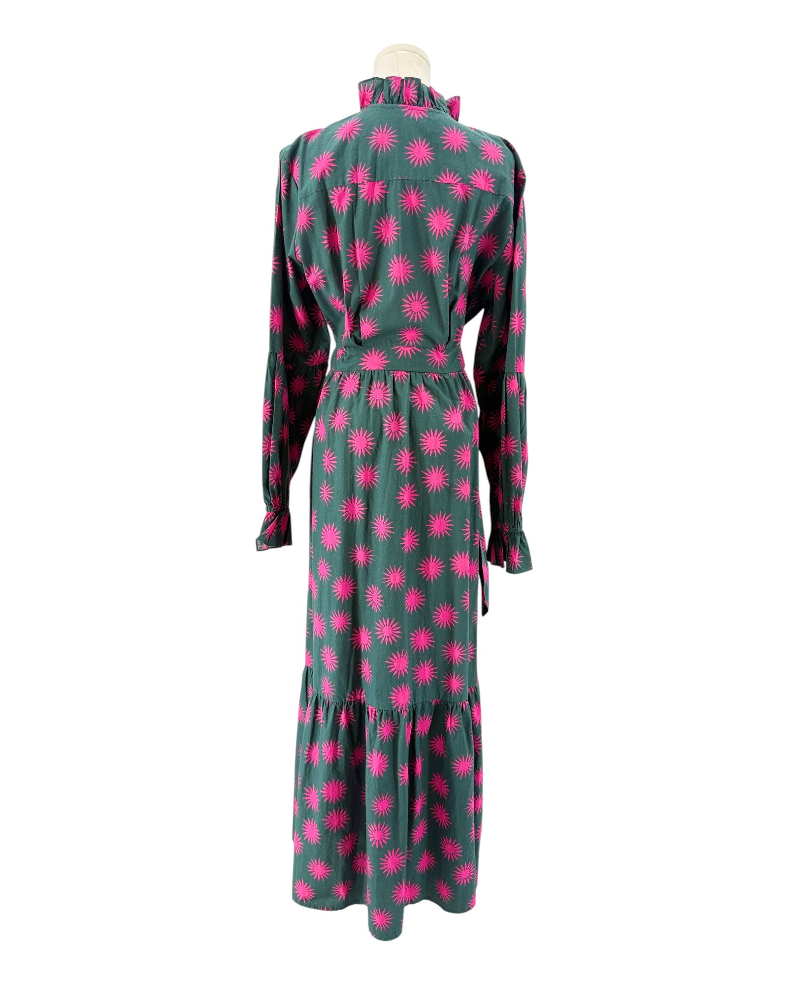 Sheridan French green dress with pink floral pattern