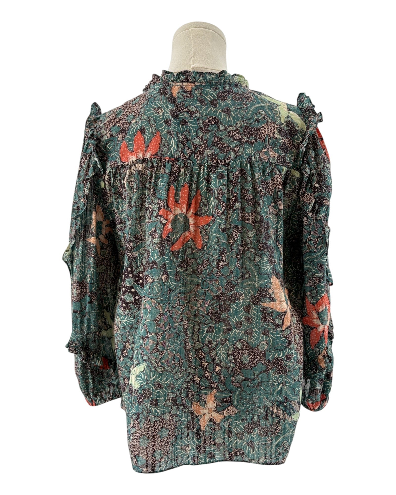 Ulla Johnson Ruffle Sleeve Printed Blouse