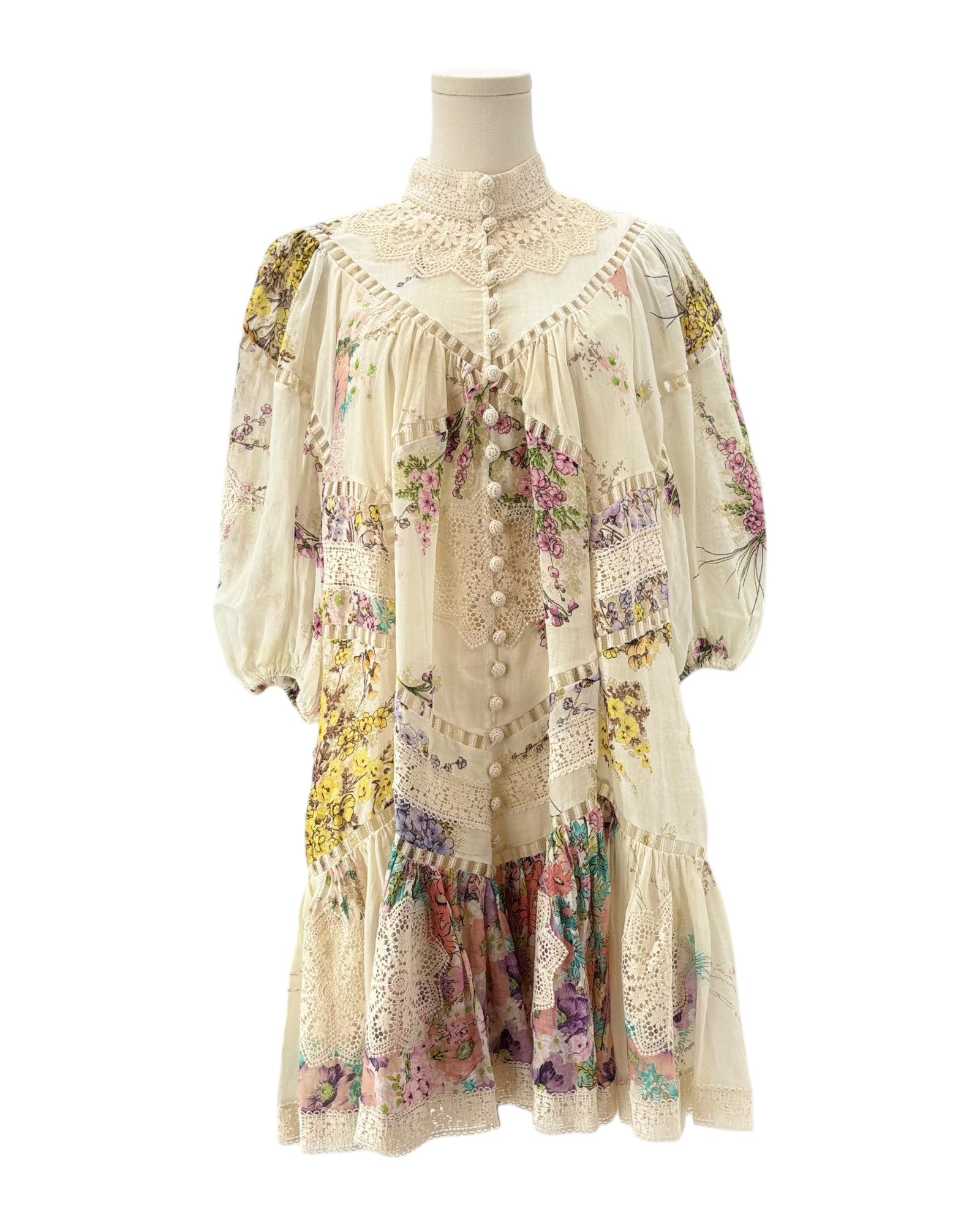 zimmermann floral lace dress ZIMMERMANN Memento Bird Lace Dress | Cream