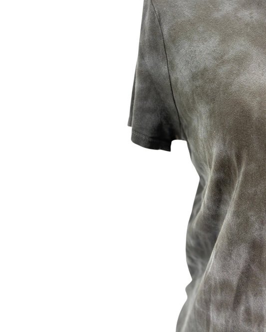 Gray tie-dye t-shirt on a white background