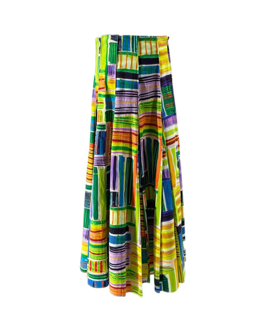 Colorful striped skirt on a white background