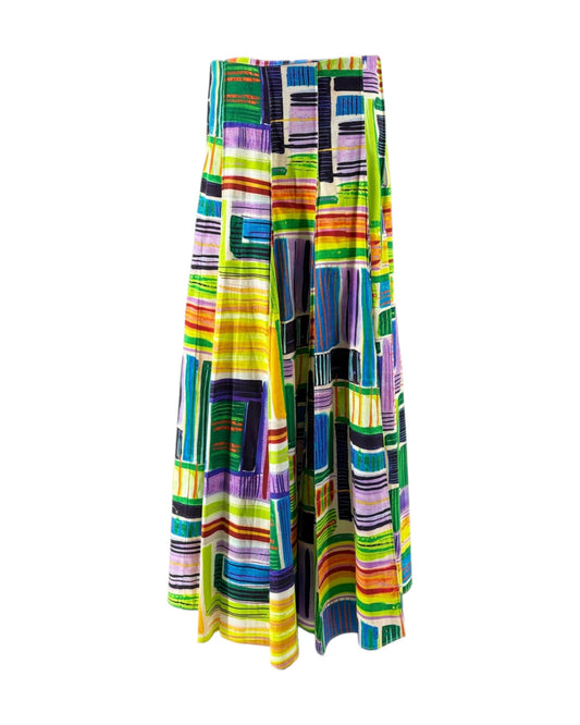 Colorful striped skirt on a white background