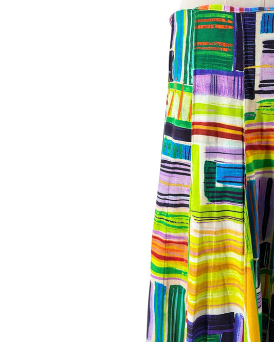 Colorful patterned dress on a white background
