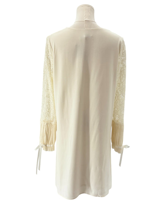 Alexis beige mini dress with lace sleeves 