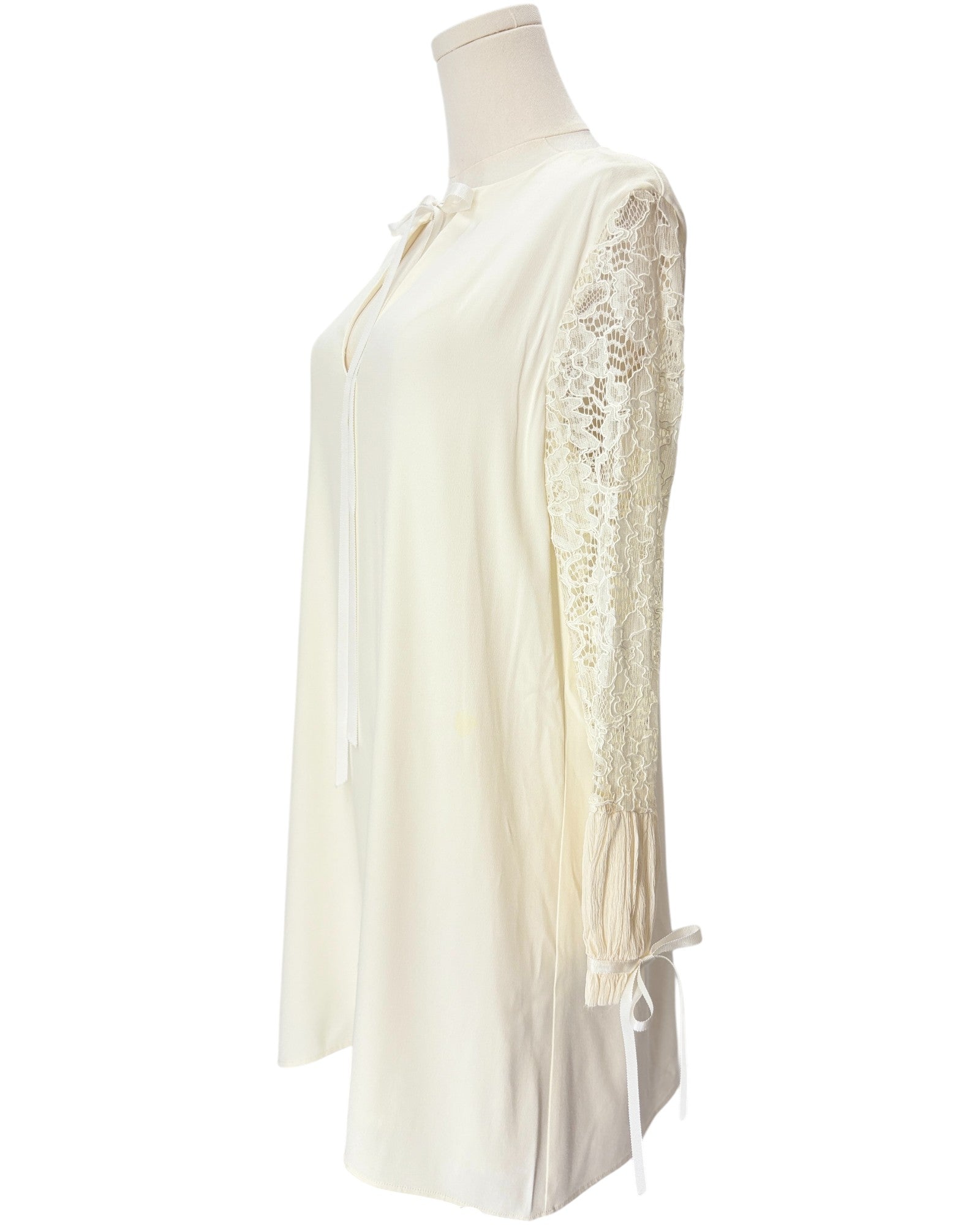 Alexis white mini dress with lace sleeves 