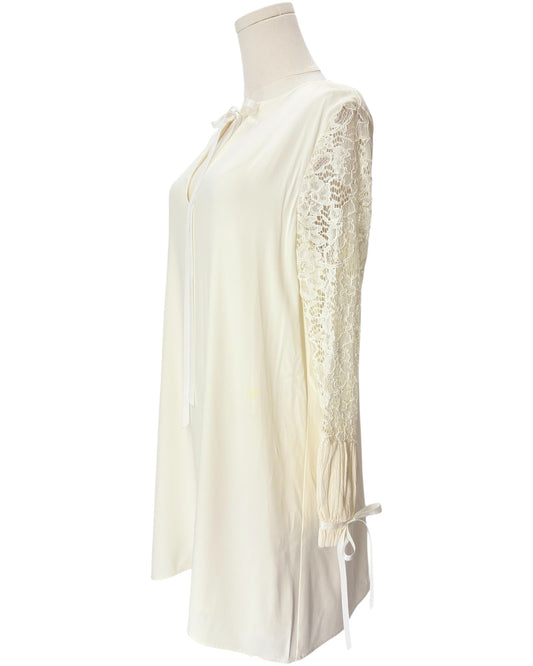 Alexis white mini dress with lace sleeves 