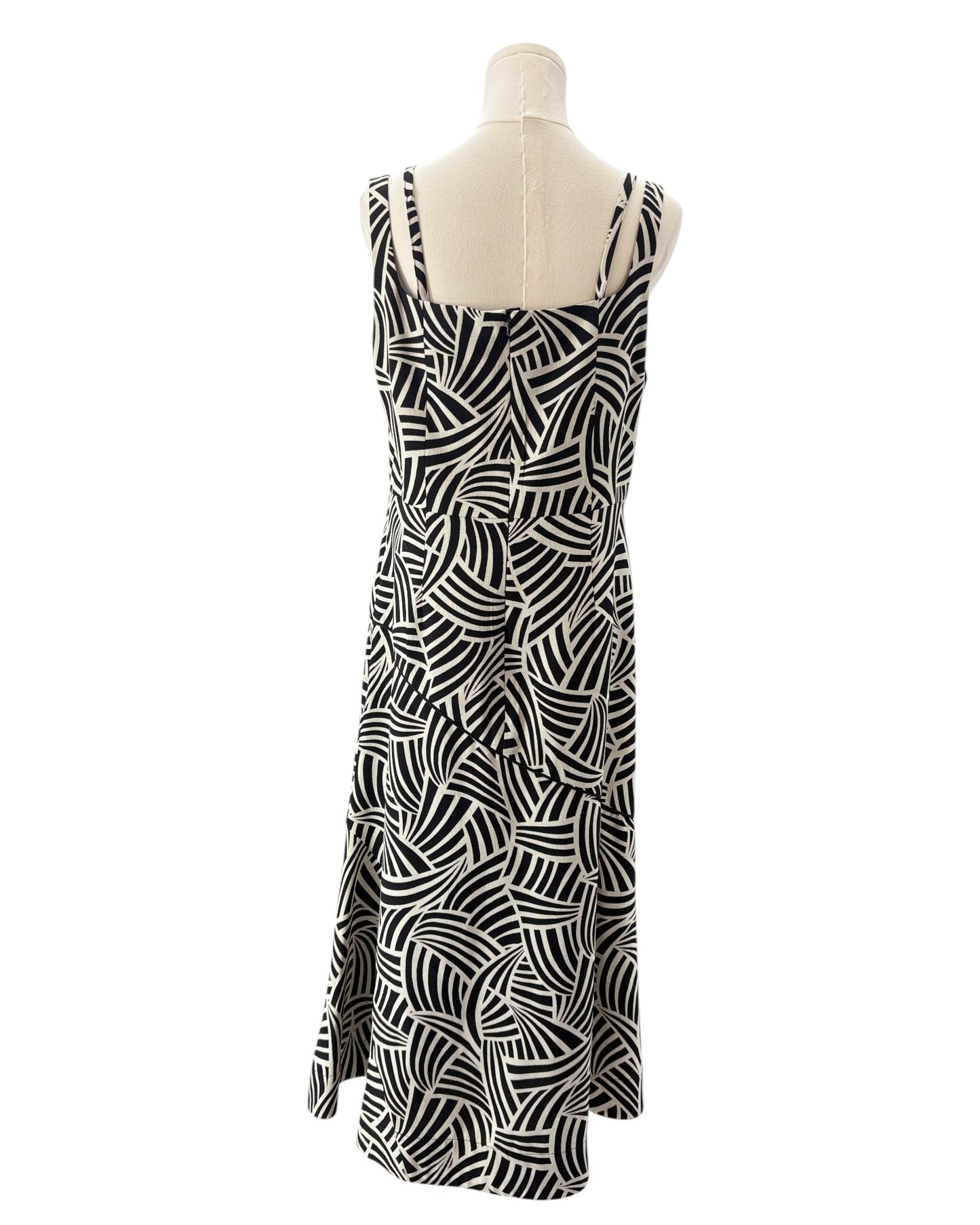 Alexis black and white patterned midi dress