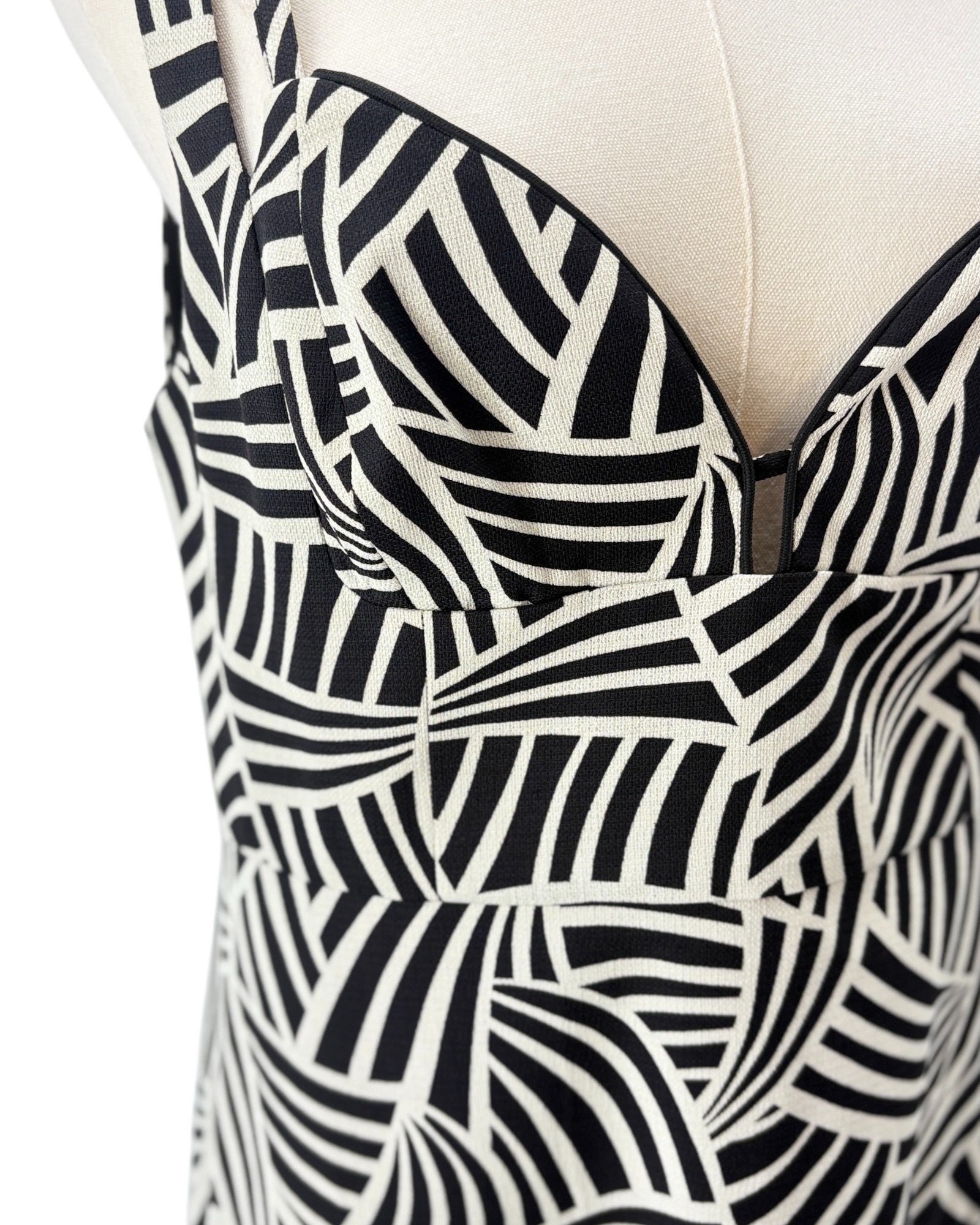 Alexis black and white patterned midi dress