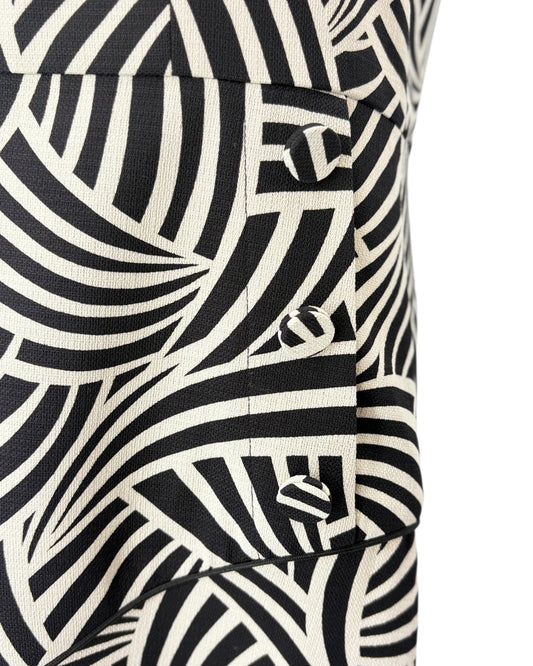 Alexis black and white patterned midi dress details