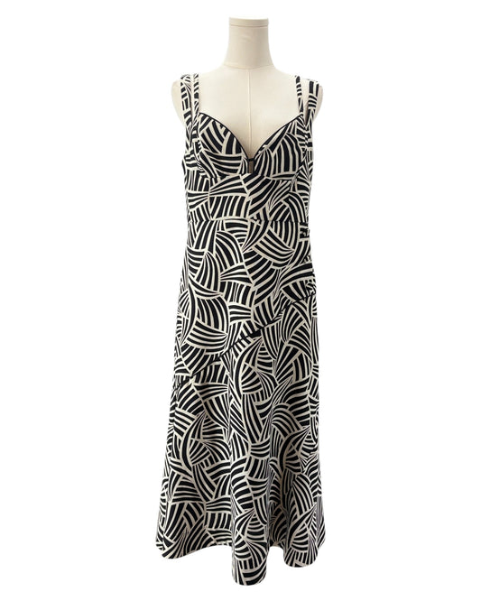 Alexis black and white patterned midi dress