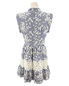 Alexis blue and white patterned embroidered mini dress 