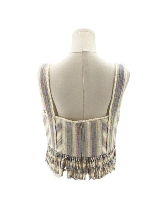 Striped apron on a mannequin with a white background