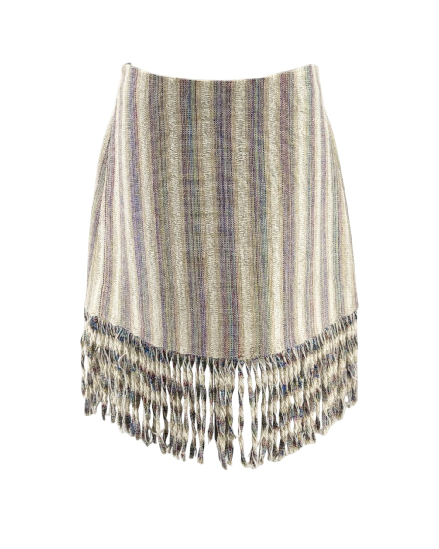 Striped skirt with fringe on a white background