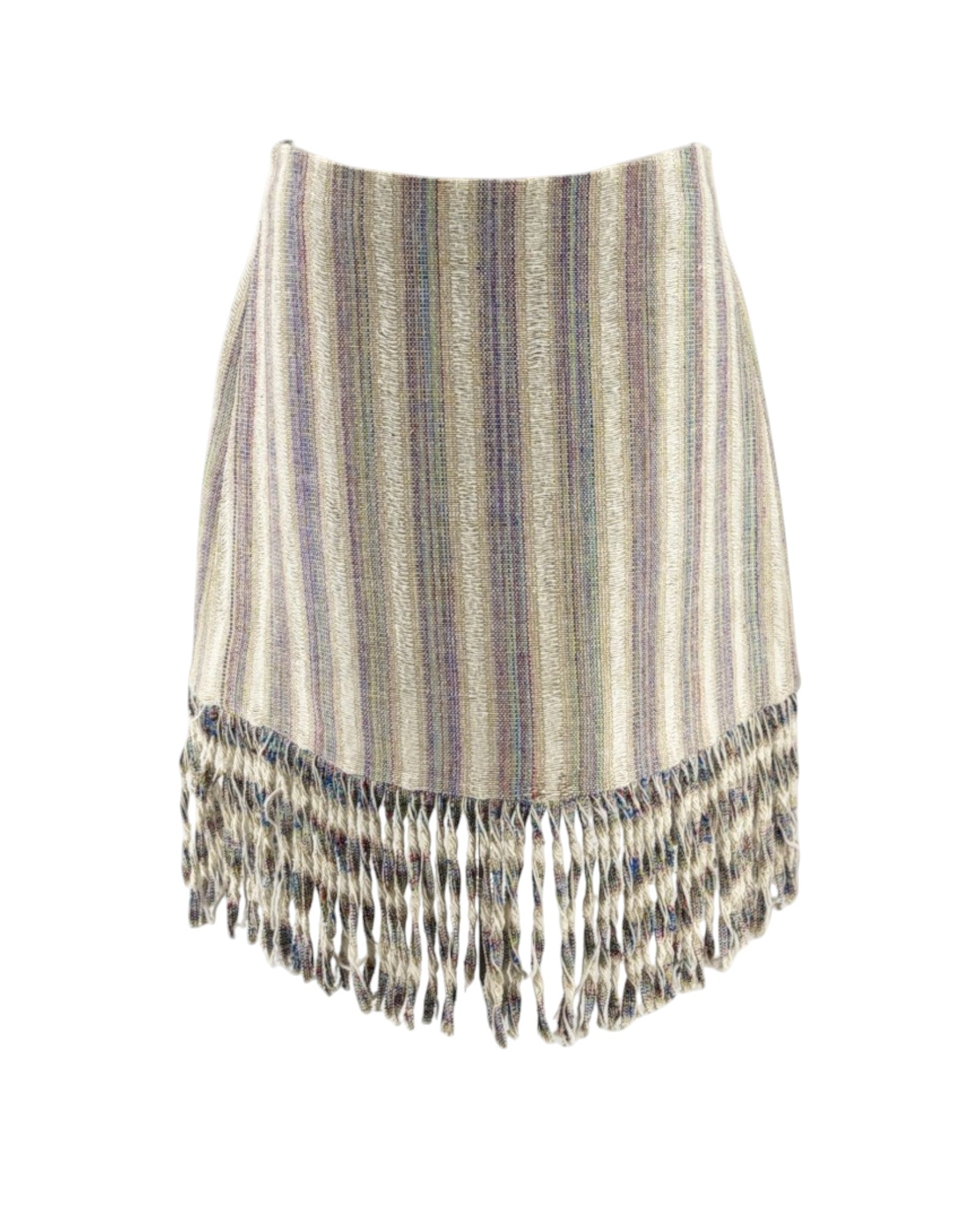 Striped skirt with fringe on a white background