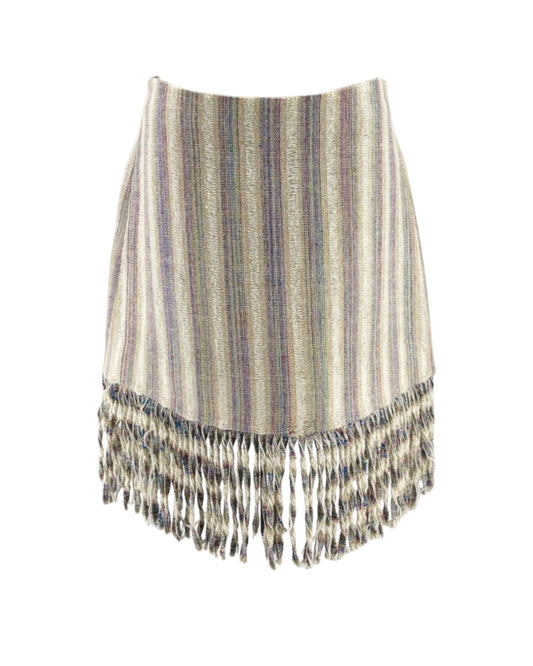 Striped skirt with fringe on a white background