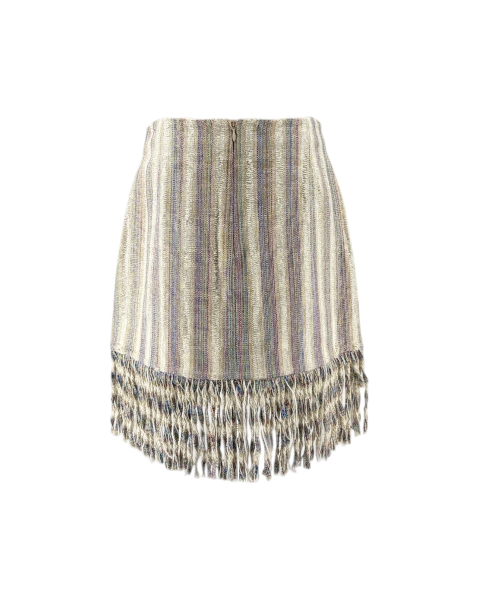 Striped skirt with fringe on a white background