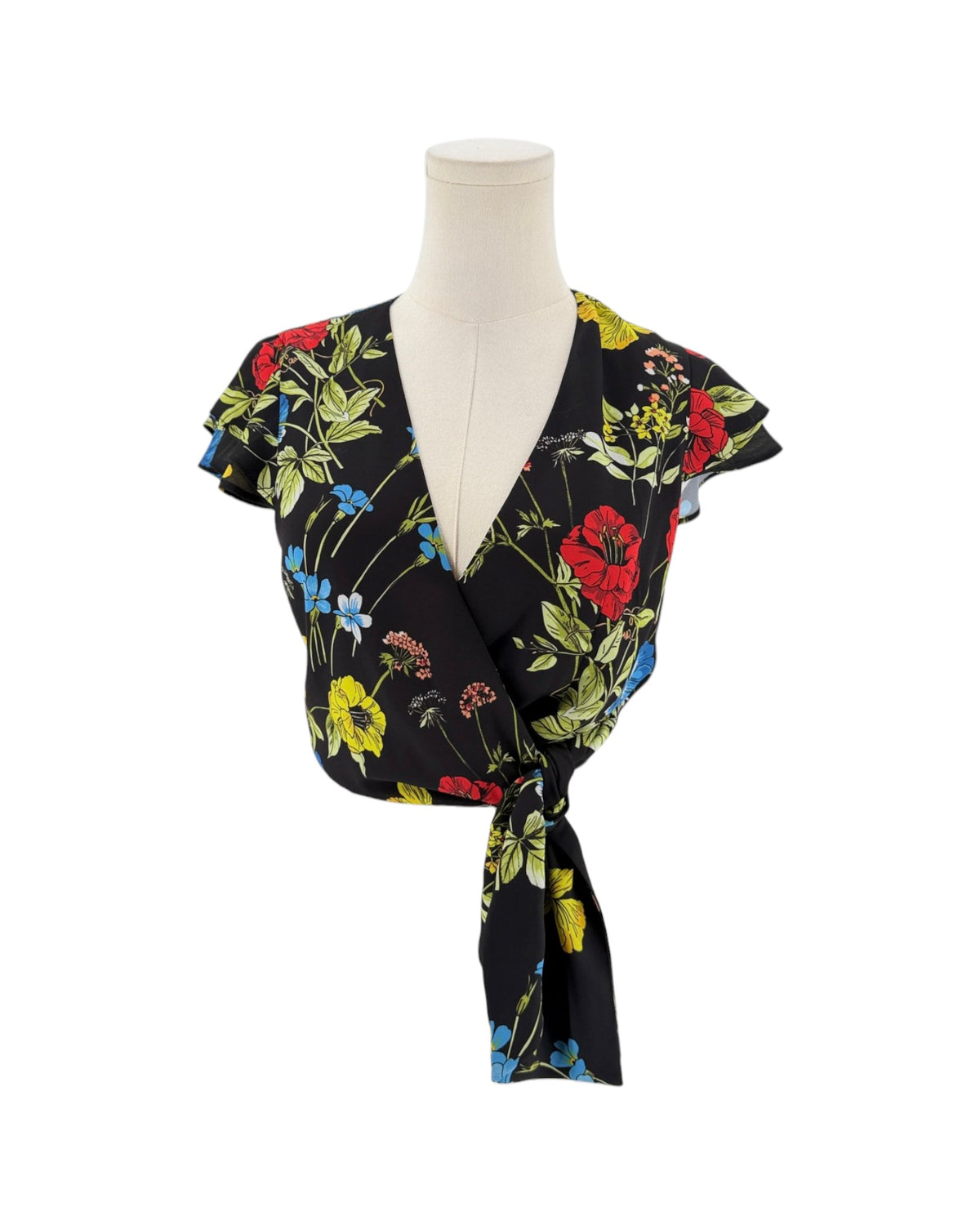 Floral Wrap Top on a white background