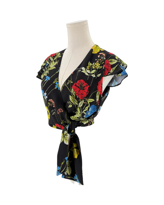 Floral Wrap Top on a white background