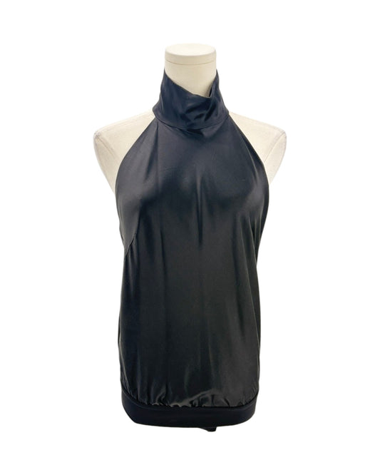 Black sleeveless bodysuit on a mannequin against a white background