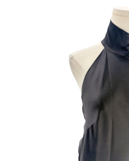 Black bodysuit on a mannequin with a white background