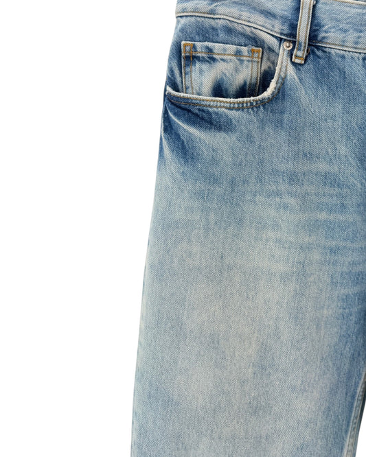 Denim jeans on a white background