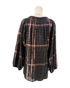 Apiece Apart metallic plaid shirt on a mannequin against a white background