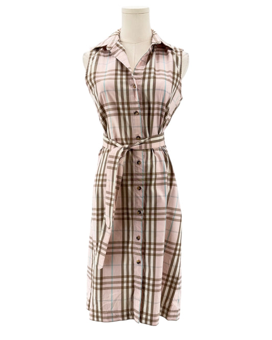 Plaid dress on a mannequin against a white background