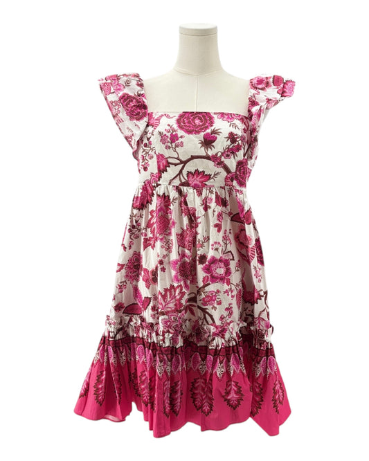 Floral mini dress on mannequin on a white background 