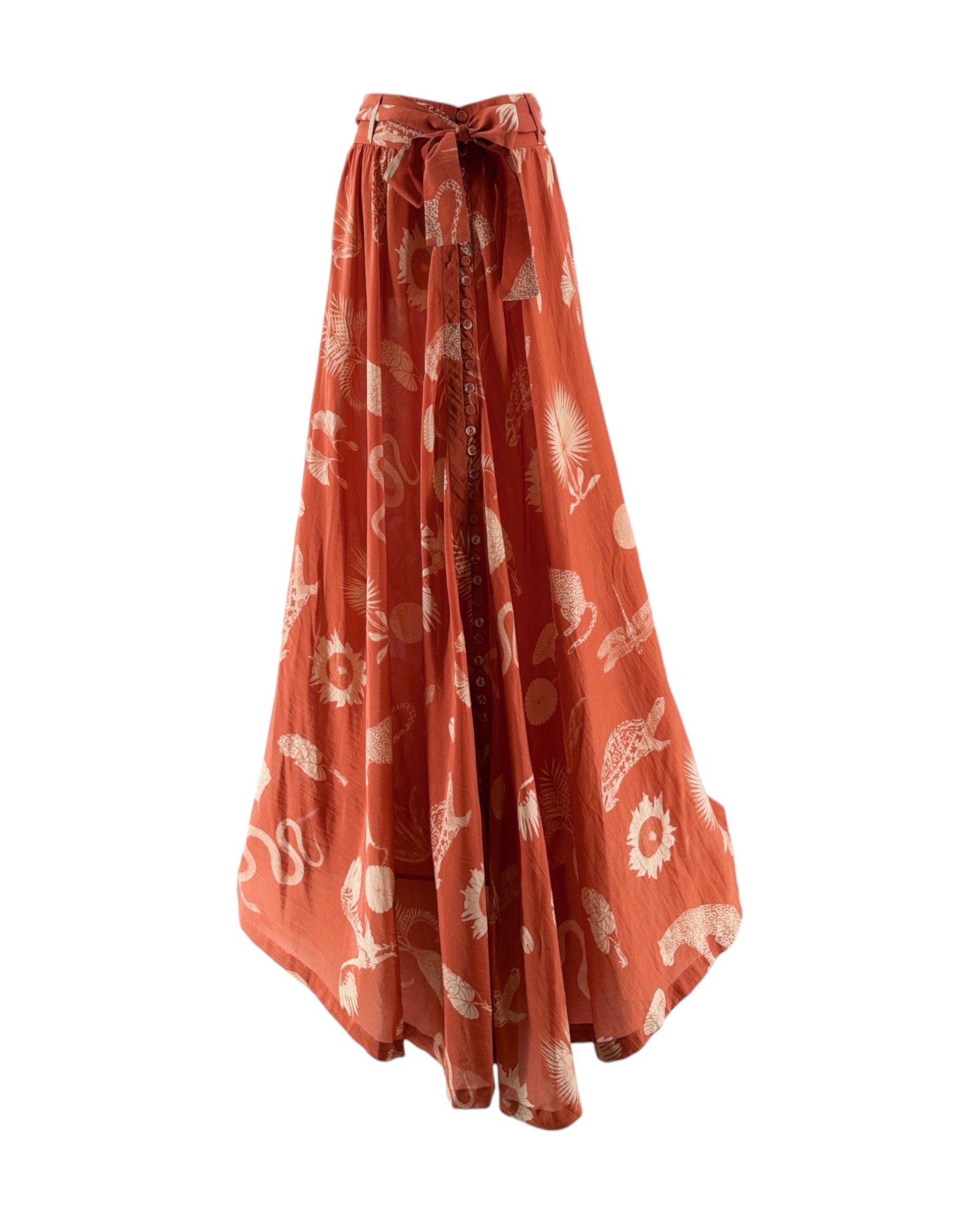 Orange skirt with white patterns on a white background
