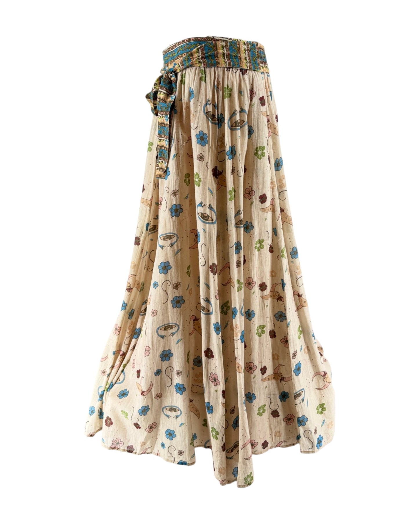Long skirt with patterned design on a white background