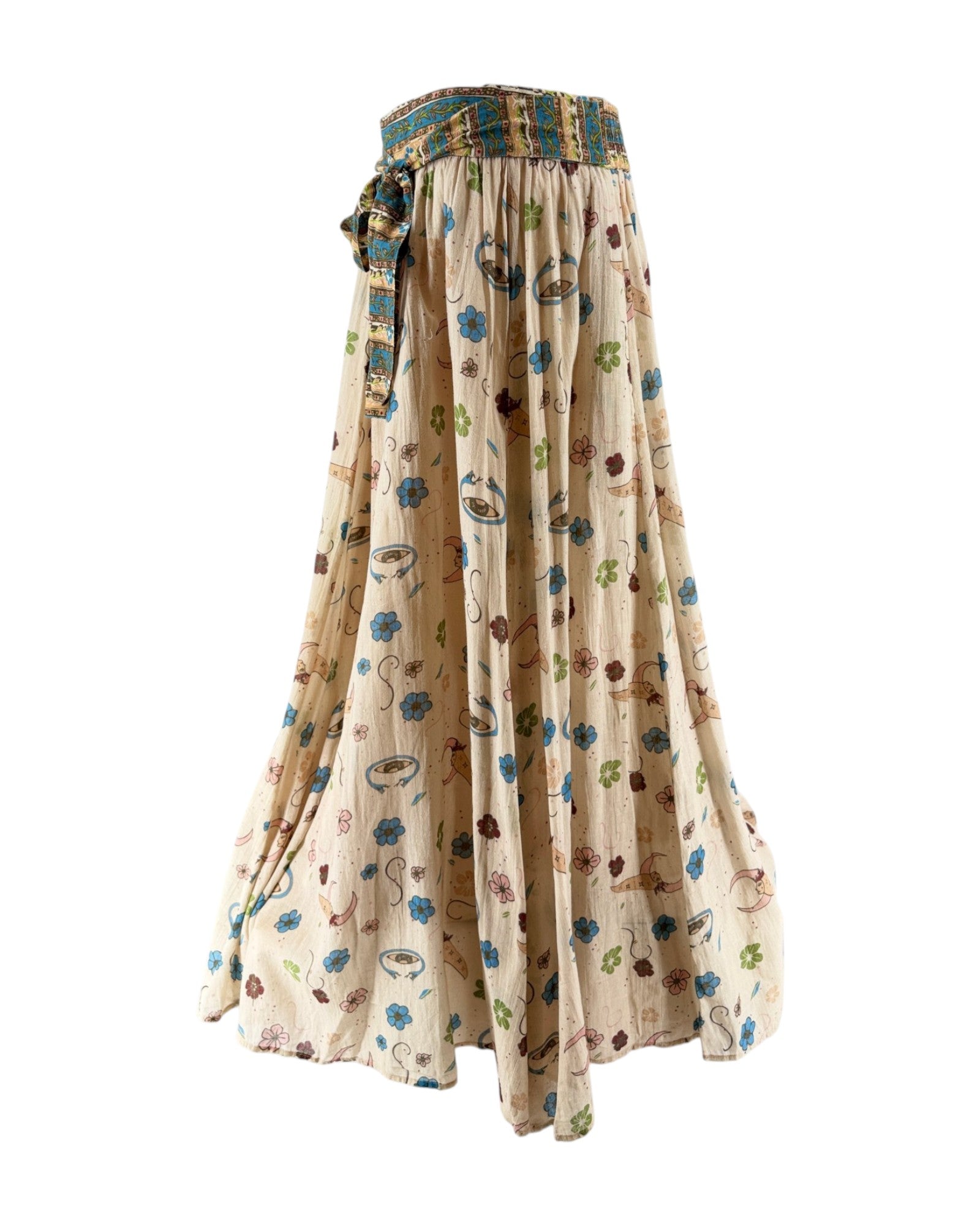 Long skirt with patterned design on a white background