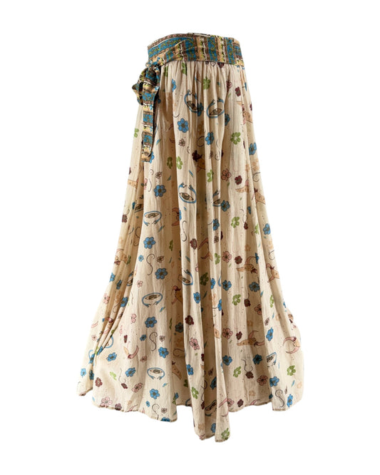 Long skirt with patterned design on a white background