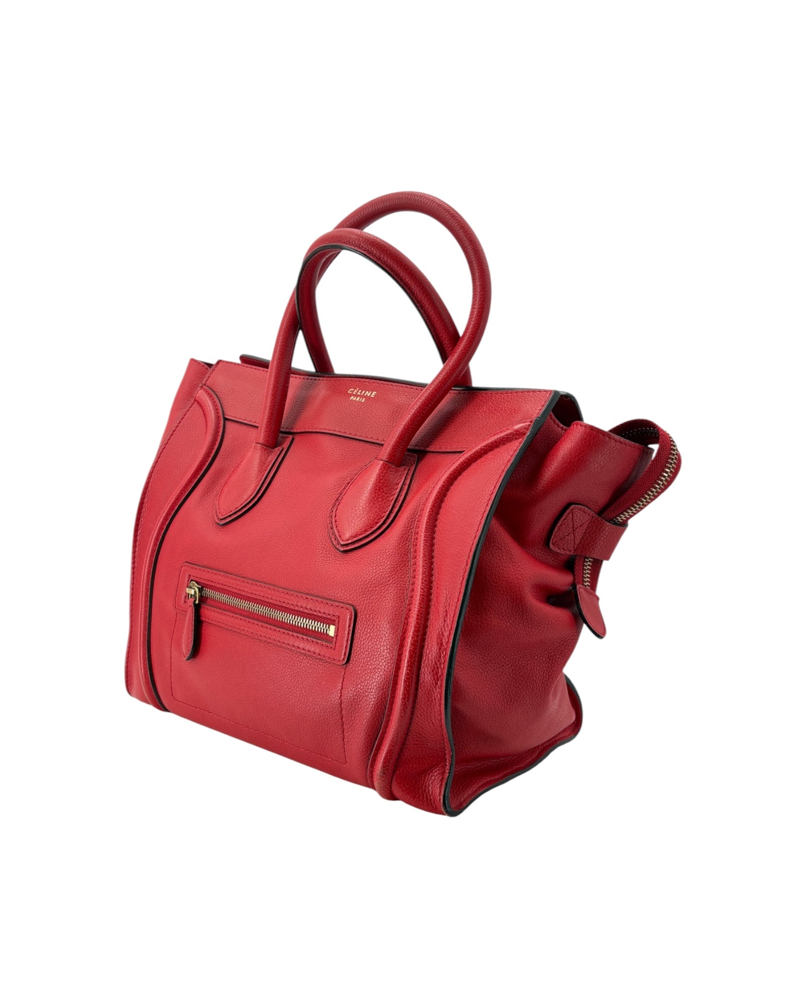 Red handbag on a white background