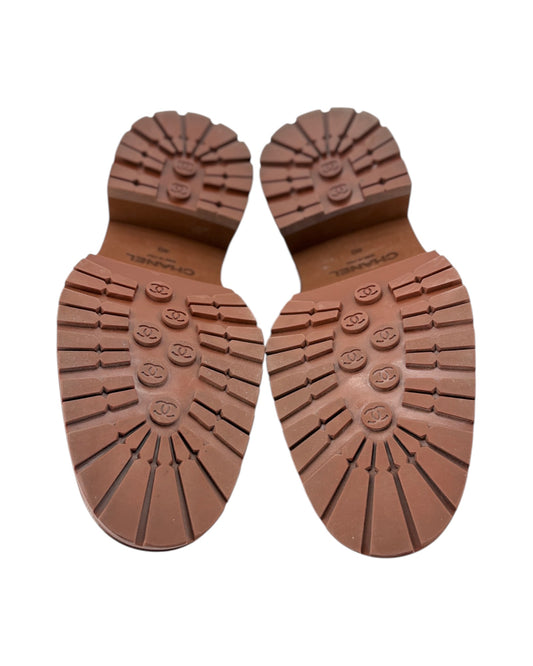 Chanel Interlocking CC Logo Leather Loafers