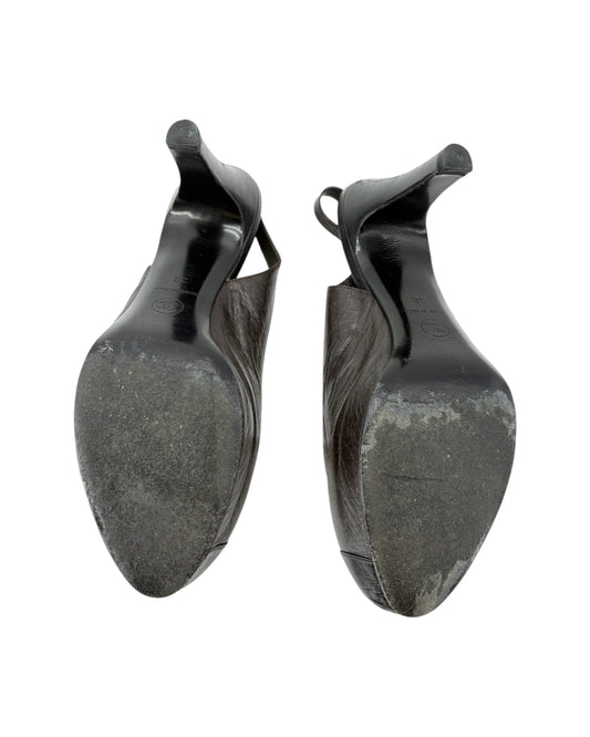 Pair of black shoe trees on a white background