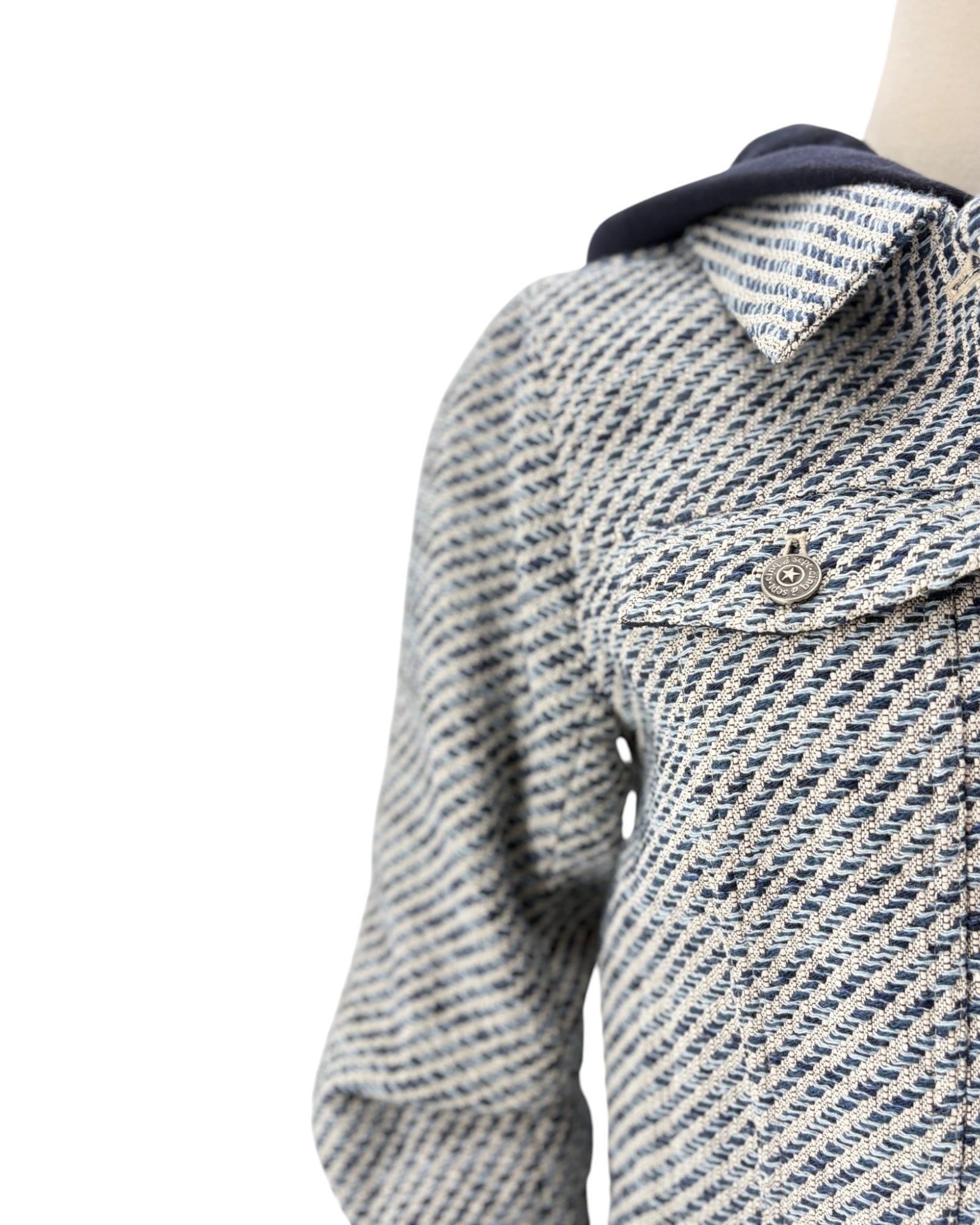 Textured jacket with a pattern on a white background