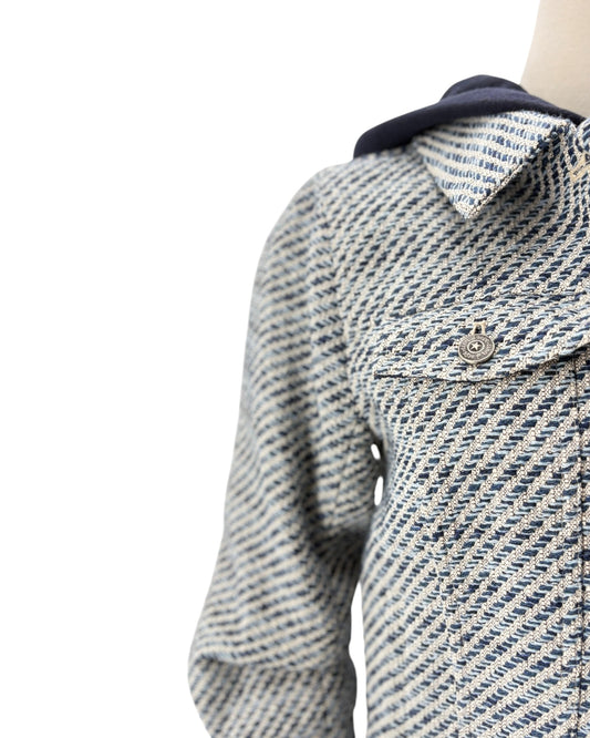 Textured jacket with a pattern on a white background