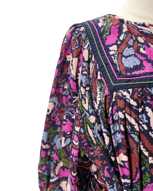 Colorful patterned fabric on a white background