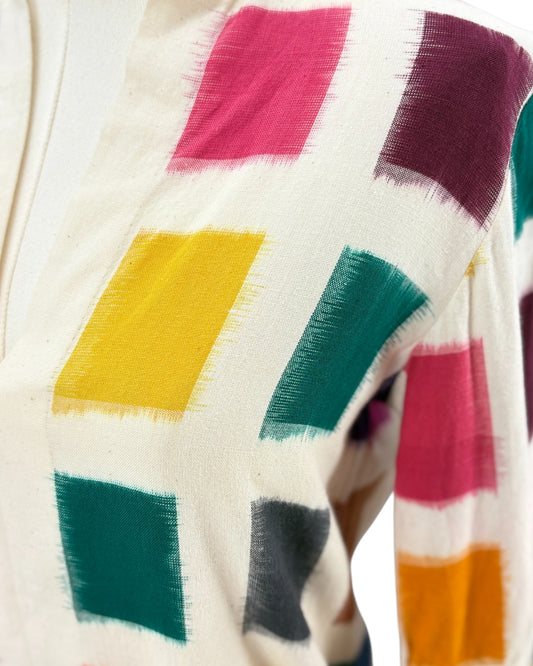 De Castro Moda colorful checkered maxi tunic dress 